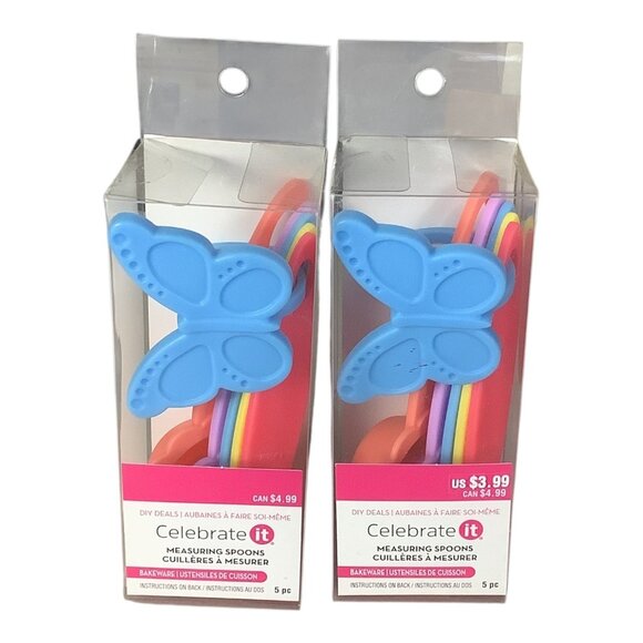 Celebrate It Measuring Spoon Sets 5 Pc Bakeware Utensils (2 Packs) Butterfly - Picture 1 of 7